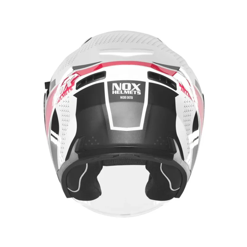 NOX casque jet moto scooter N130 EKTO blanc / rose