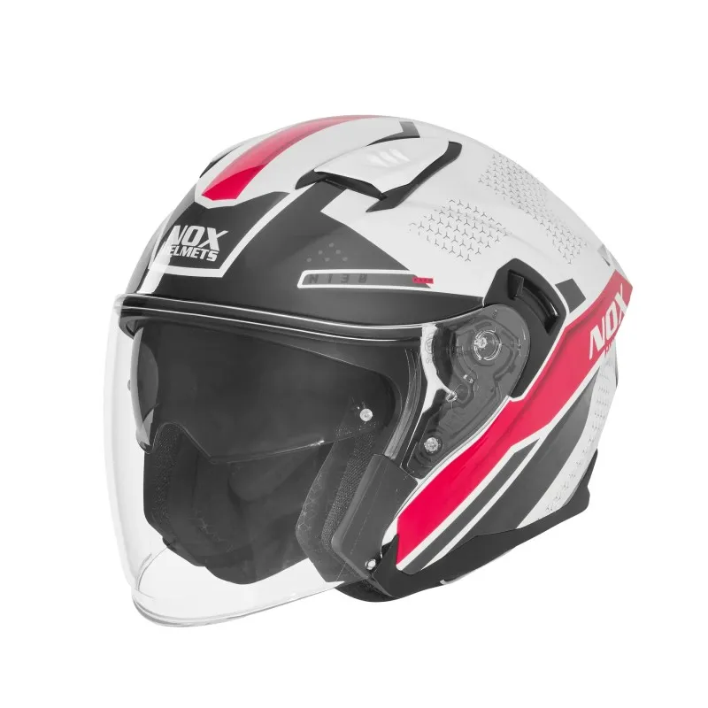 NOX casque jet moto scooter N130 EKTO blanc / rose