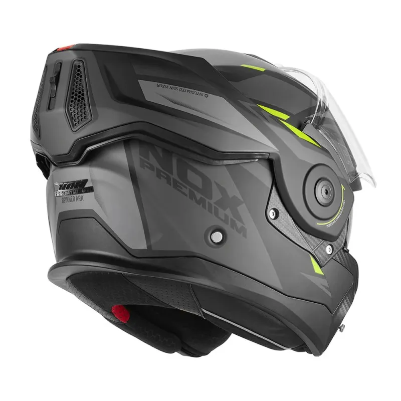 NOX SPINNER ARK full-face modular helmet for motorcycles and scooters black matte / yellow