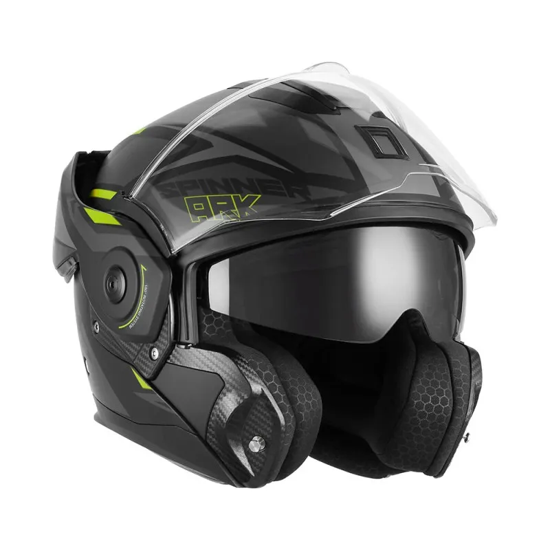 NOX casque modulable intégral jet moto scooter SPINNER ARK noir mat / jaune
