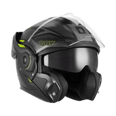 NOX casque modulable intégral jet moto scooter SPINNER ARK noir mat / jaune