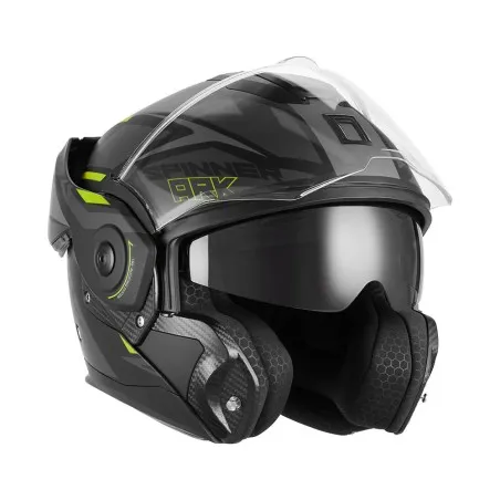NOX casque modulable intégral jet moto scooter SPINNER ARK noir mat / jaune