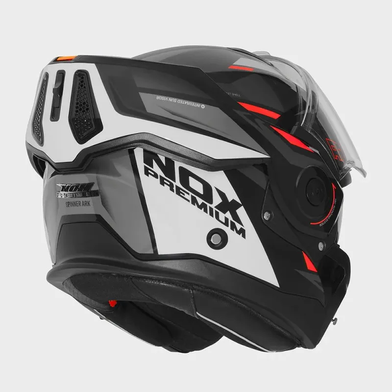 NOX casque modulable intégral jet moto scooter SPINNER ARK noir / blanc / rouge