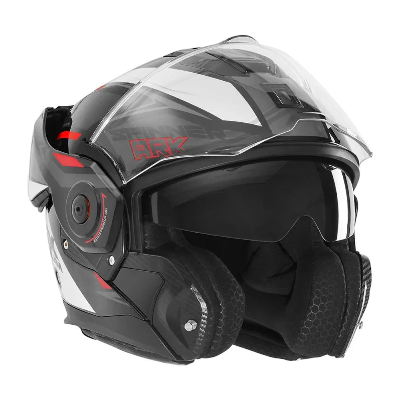NOX casque modulable intégral jet moto scooter SPINNER ARK noir / blanc / rouge