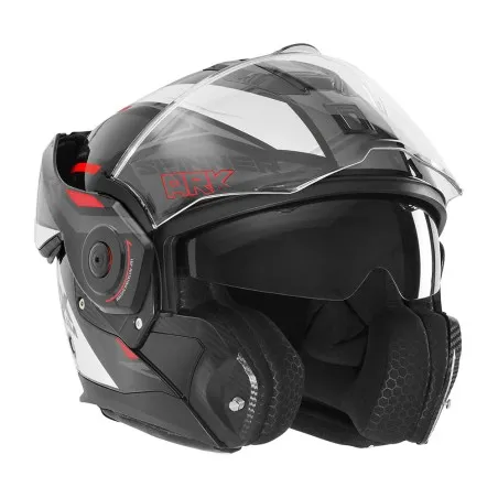 NOX casque modulable intégral jet moto scooter SPINNER ARK noir / blanc / rouge