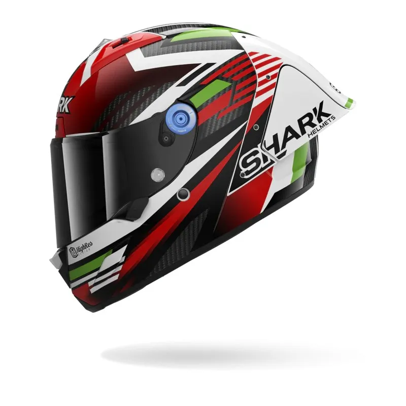 SHARK integral motorcycle helmet AERON GP FIM RACING1 FIRSTLAP carbon / blue / green