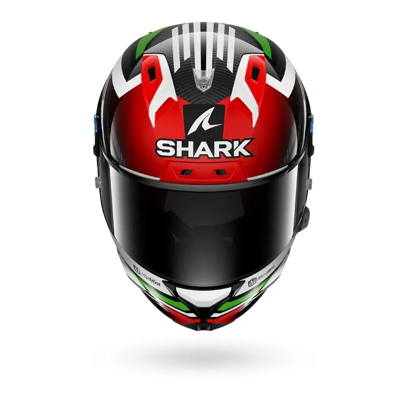 SHARK integral motorcycle helmet AERON GP FIM RACING1 FIRSTLAP carbon / blue / green