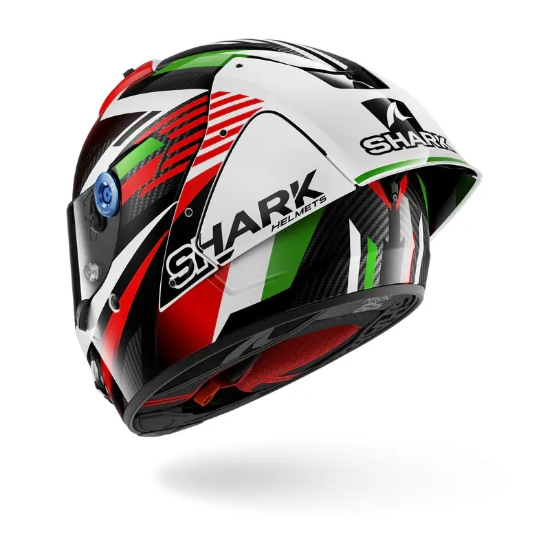 SHARK integral motorcycle helmet AERON GP FIM RACING1 FIRSTLAP carbon / blue / green