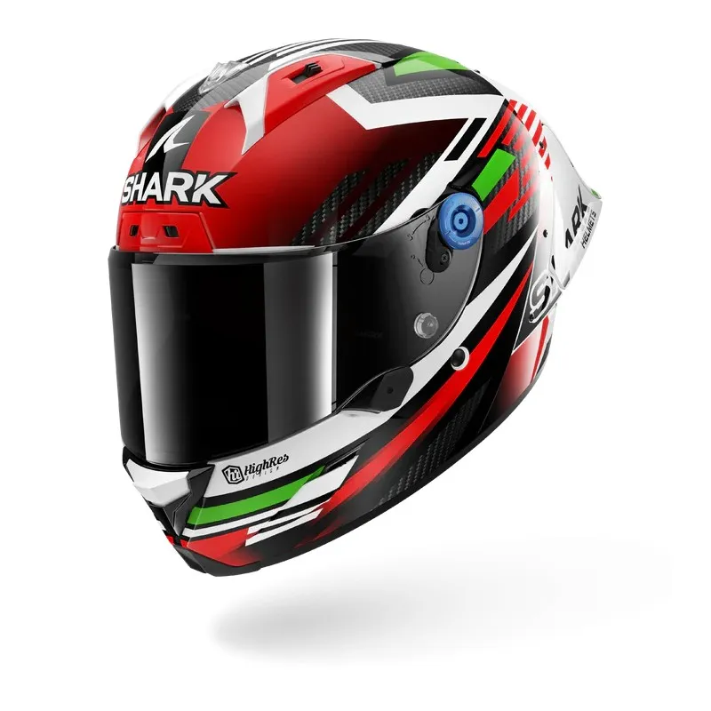 SHARK integral motorcycle helmet AERON GP FIM RACING1 FIRSTLAP carbon / blue / green