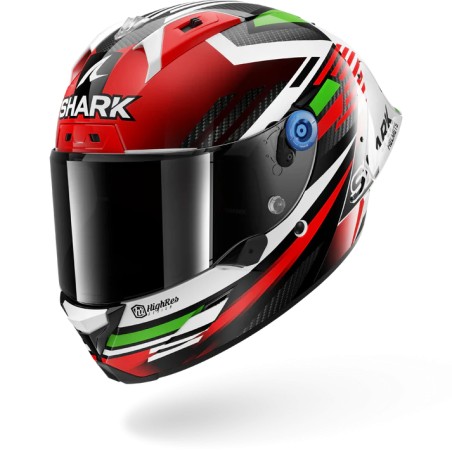 SHARK integral motorcycle helmet AERON GP FIM RACING1 FIRSTLAP carbon / blue / green