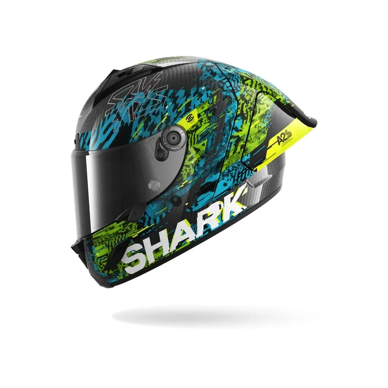 SHARK integral motorcycle helmet AERON GP FIM RACING2 SPEED-VIB carbon / blue / green