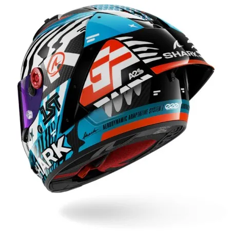 SHARK casque moto intégral AERON GP FIM RACING2 SPEED-FANCY carbone / blanc / bleu