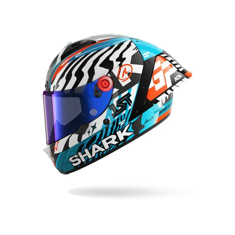 SHARK casque moto intégral AERON GP FIM RACING2 SPEED-FANCY carbone / blanc / bleu