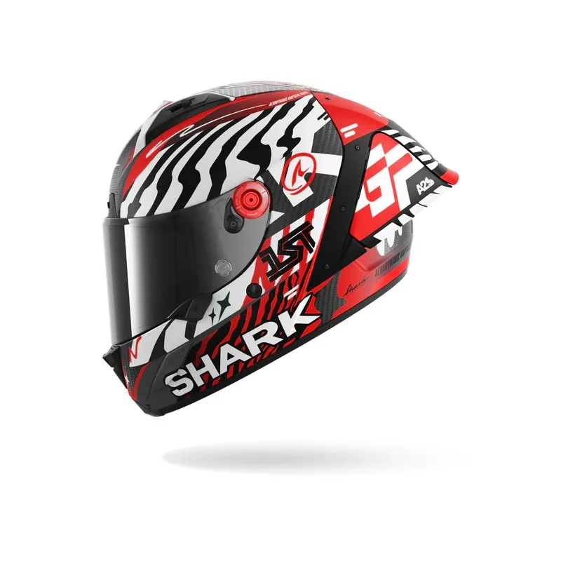 SHARK casque moto intégral AERON GP FIM RACING2 SPEED-FANCY carbone mat / blanc / rouge
