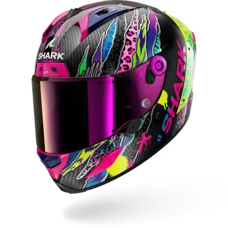 SHARK casque moto intégral AERON FAWN carbone / voilet / jaune