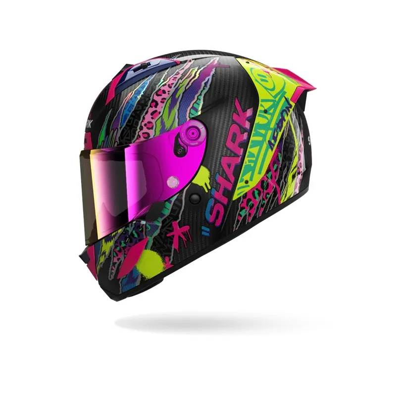 SHARK casque moto intégral AERON FAWN carbone / voilet / jaune
