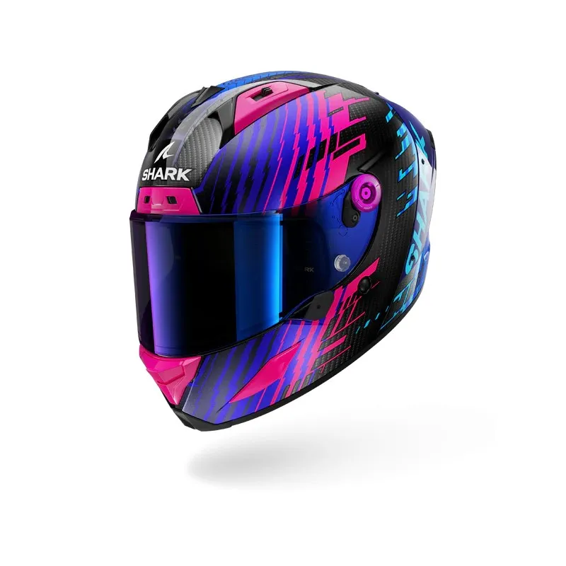 SHARK integral motorcycle helmet AERON EDGY carbon / blue / chrom