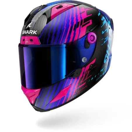 SHARK casque moto intégral AERON EDGY carbone / bleu / chrome