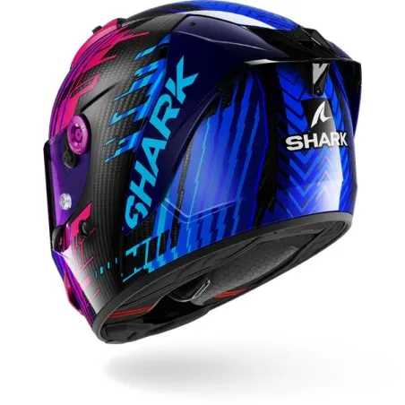 SHARK integral motorcycle helmet AERON EDGY carbon / blue / chrom