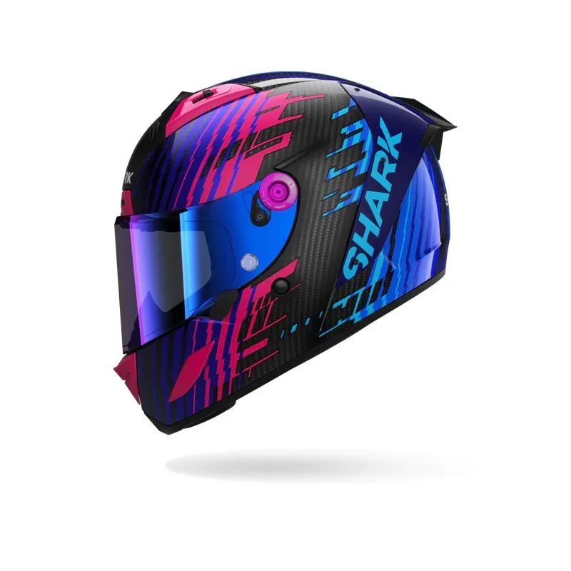 SHARK integral motorcycle helmet AERON EDGY carbon / blue / chrom