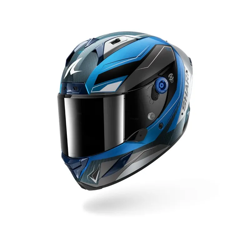 SHARK integral motorcycle helmet AERON MEKARIUM carbon / blue / silver