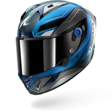 SHARK integral motorcycle helmet AERON MEKARIUM carbon / blue / silver