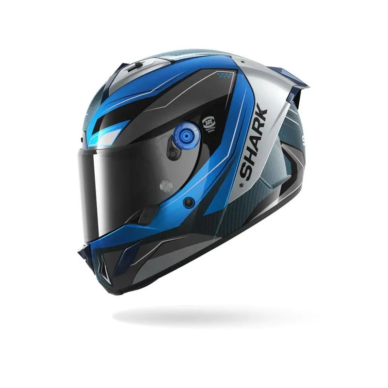 SHARK integral motorcycle helmet AERON MEKARIUM carbon / blue / silver