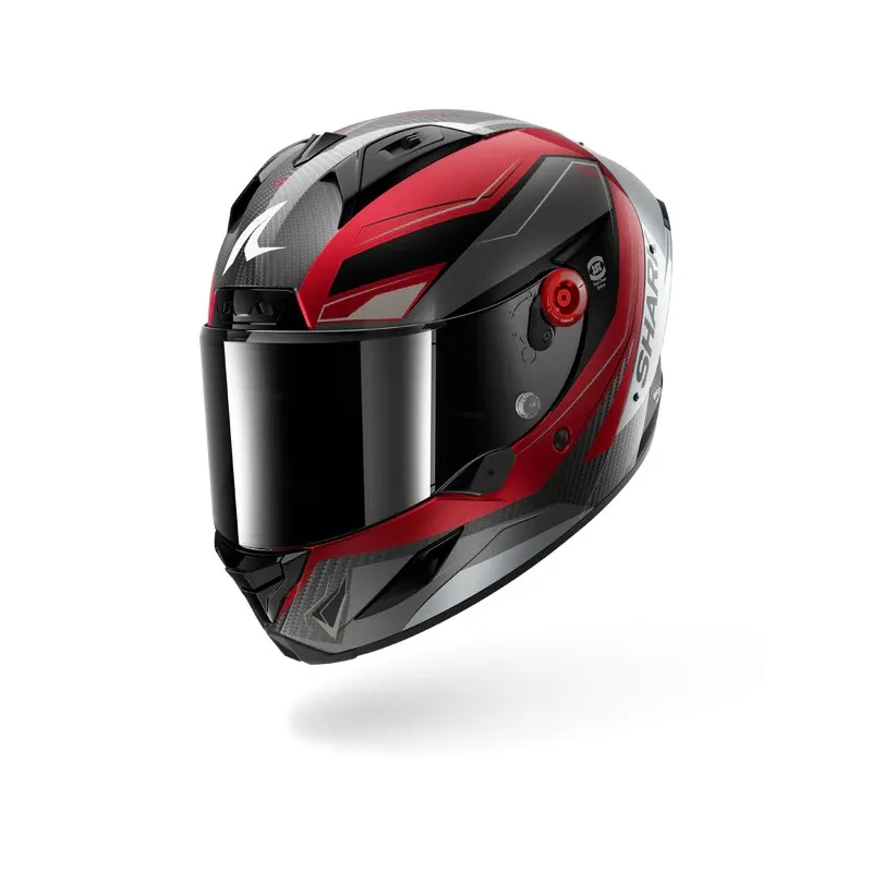 SHARK casque moto intégral AERON MEKARIUM carbone / rouge / argent
