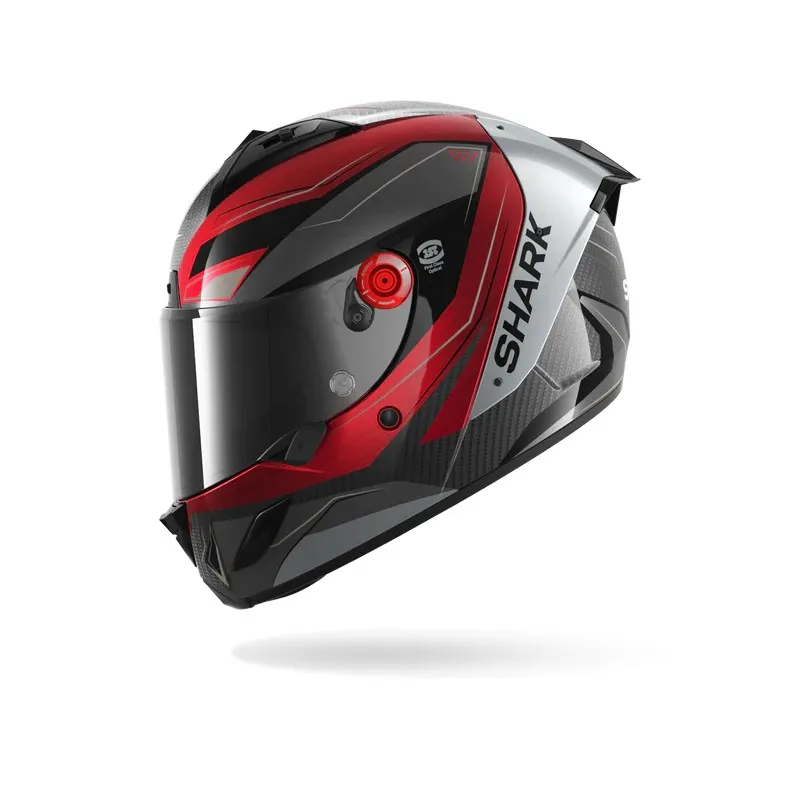 SHARK casque moto intégral AERON MEKARIUM carbone / rouge / argent