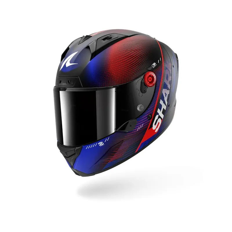 SHARK integral motorcycle helmet AERON SPEED-TECH matt carbon / blue / red