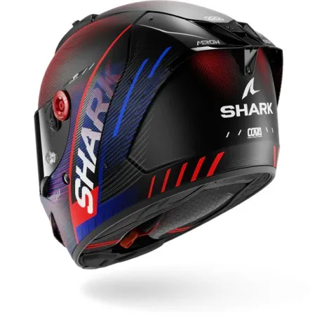 SHARK integral motorcycle helmet AERON SPEED-TECH matt carbon / blue / red