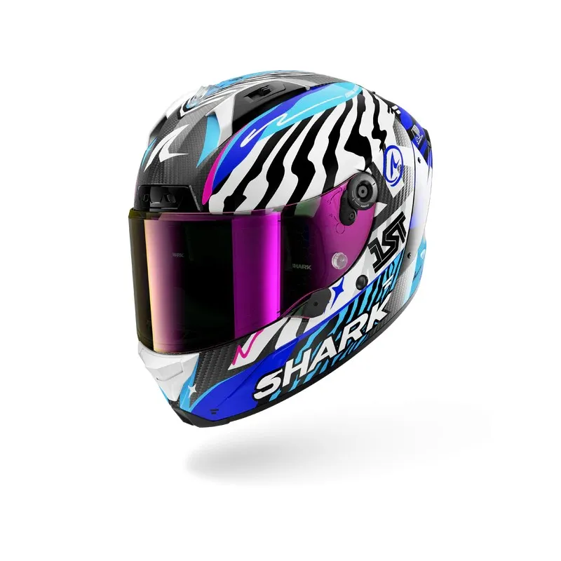 SHARK casque moto intégral AERON SPEED-FANCY carbone / blanc / bleu