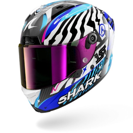 SHARK casque moto intégral AERON SPEED-FANCY carbone / blanc / bleu