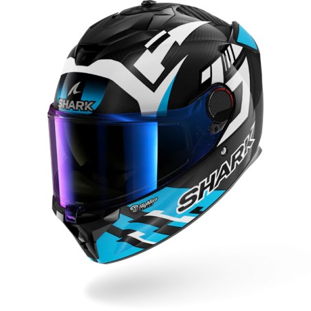 SHARK integral motorcycle helmet SPARTAN GT PRO REPLICA ZARCO TRACK RACER carbone / white / bleu
