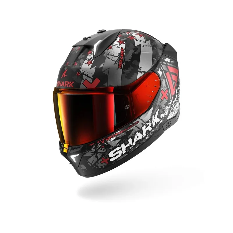 SHARK integral motorcycle helmet SKWAL i3 HELLCAT matt black / chrom / red
