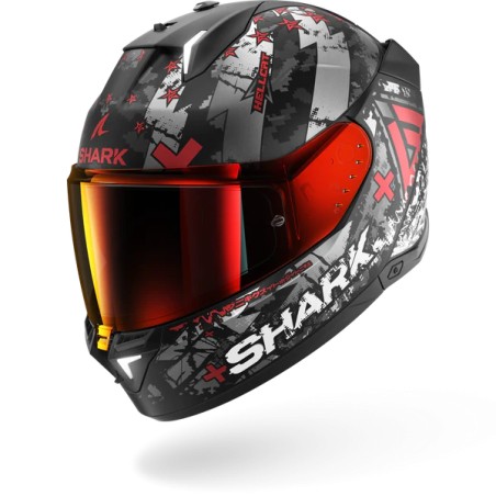 SHARK integral motorcycle helmet SKWAL i3 HELLCAT matt black / chrom / red