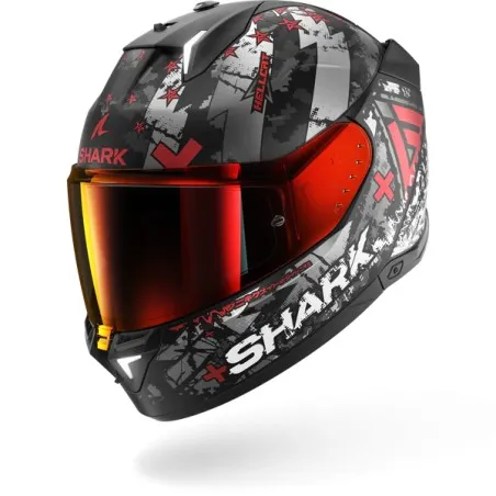 SHARK integral motorcycle helmet SKWAL i3 HELLCAT matt black / chrom / red