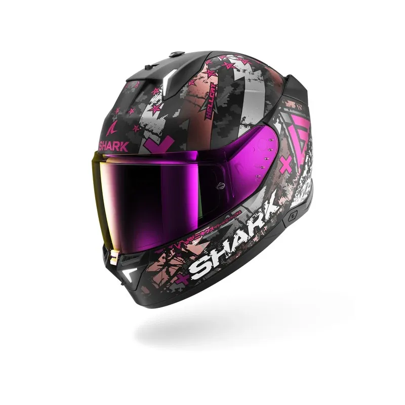 SHARK integral motorcycle helmet SKWAL i3 HELLCAT matt black / chrom / purple