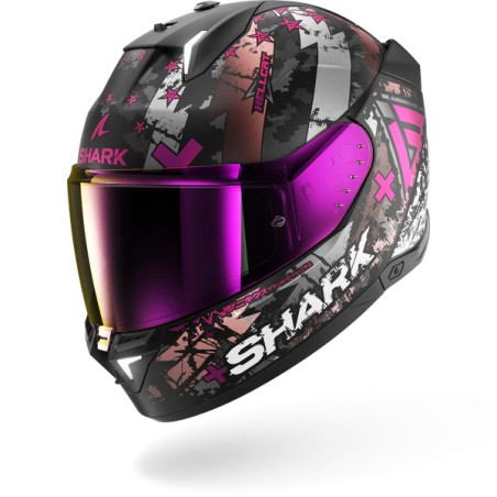 SHARK integral motorcycle helmet SKWAL i3 HELLCAT matt black / chrom / purple