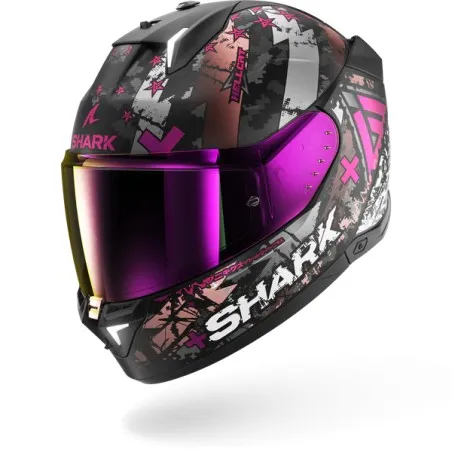 SHARK integral motorcycle helmet SKWAL i3 HELLCAT matt black / chrom / purple