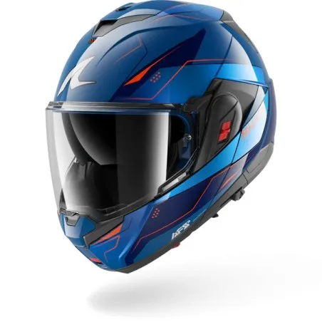 SHARK modular helmet motorcycle OXO MEKARIUM blue / chrom / orange