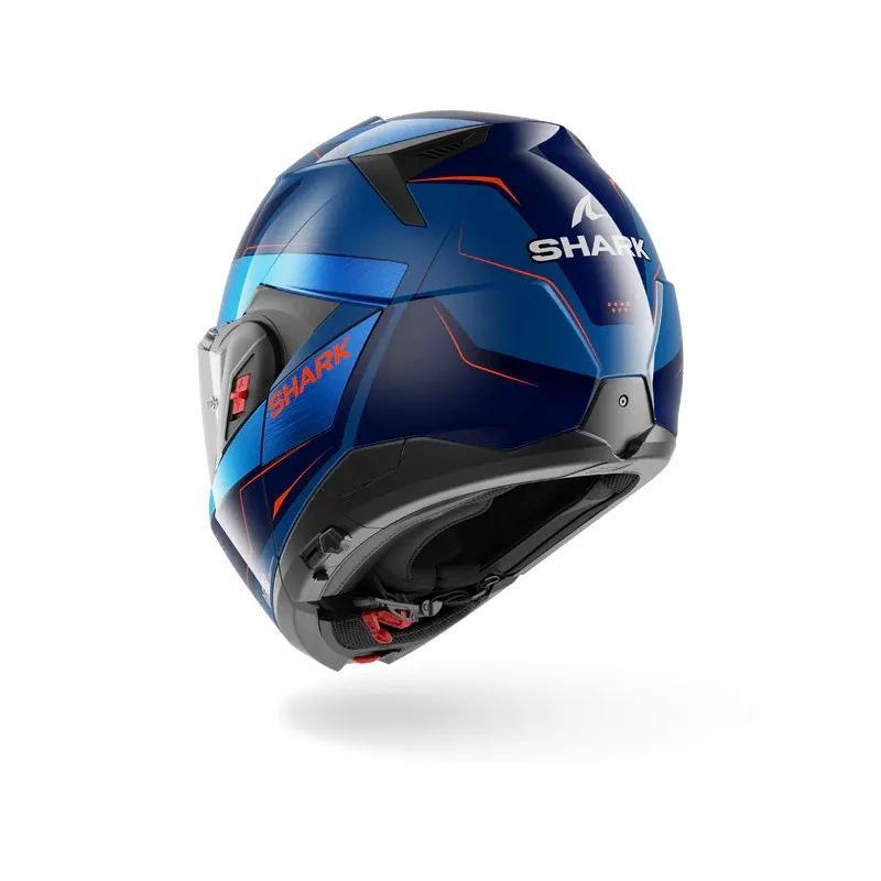SHARK casque moto modulaire OXO MEKARIUM bleu / chrome / orange