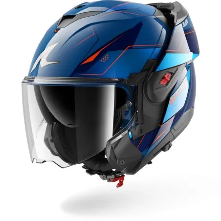 SHARK modular helmet motorcycle OXO MEKARIUM blue / chrom / orange