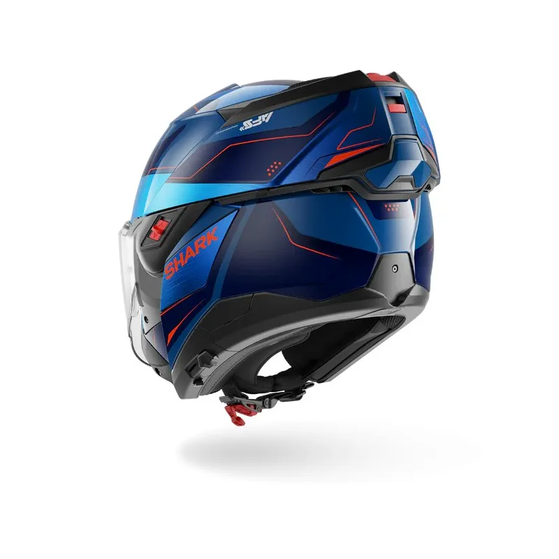 SHARK modular helmet motorcycle OXO MEKARIUM blue / chrom / orange