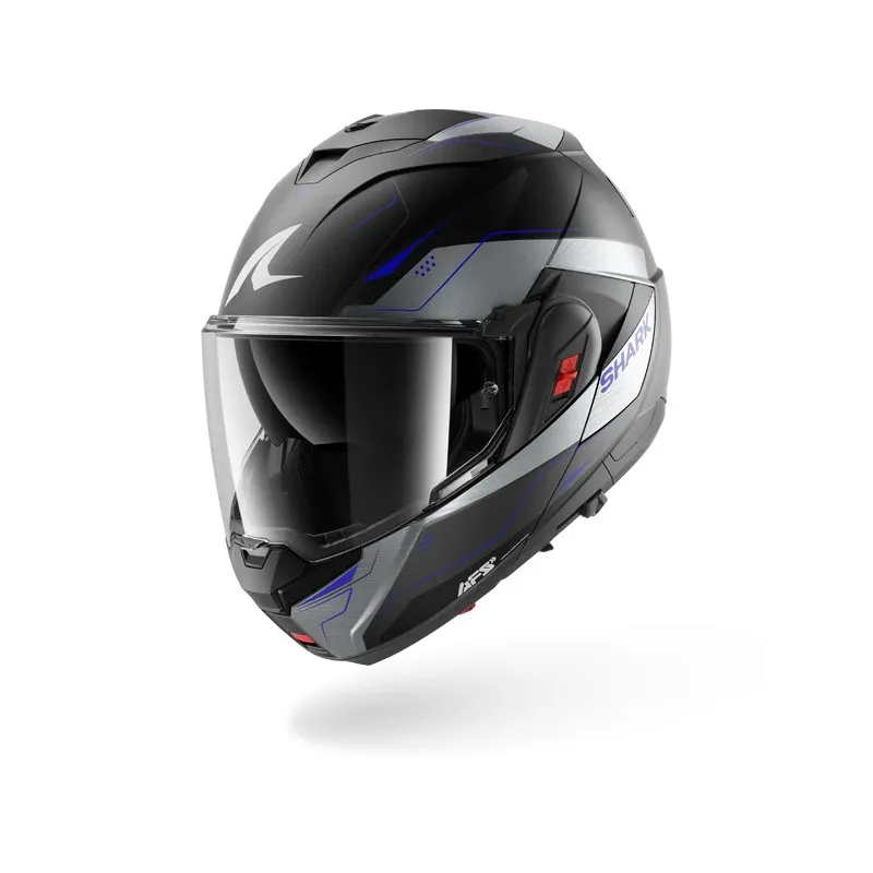 SHARK casque moto modulaire OXO MEKARIUM noir mat / chrome / bleu