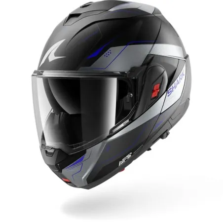 SHARK modular helmet motorcycle OXO MEKARIUM matte black / chrom / blue
