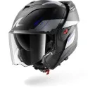 SHARK casque moto modulaire OXO MEKARIUM noir mat / chrome / bleu