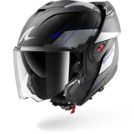 SHARK casque moto modulaire OXO MEKARIUM noir mat / chrome / bleu