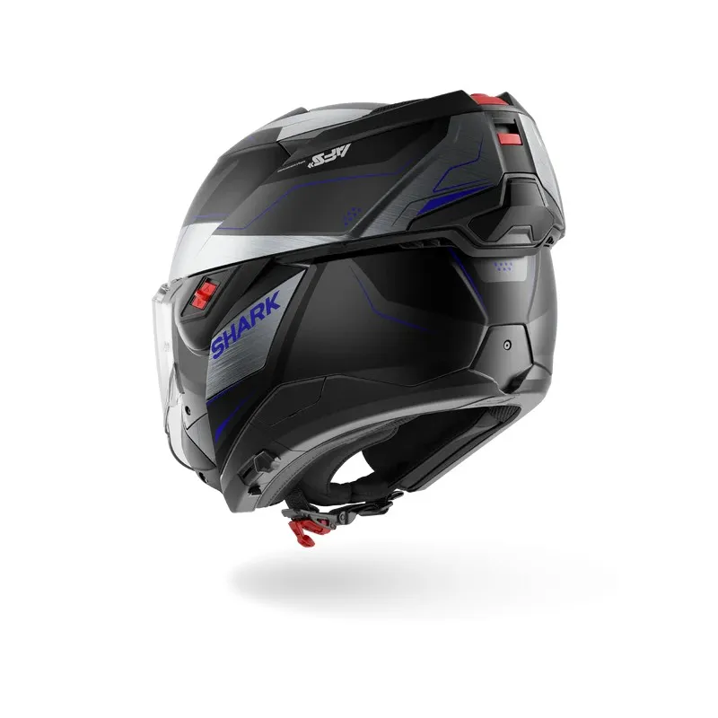 SHARK casque moto modulaire OXO MEKARIUM noir mat / chrome / bleu
