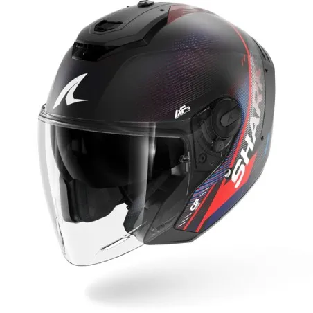 SHARK casque moto jet RS JET SPEED-TECH carbone mat / bleu / rouge